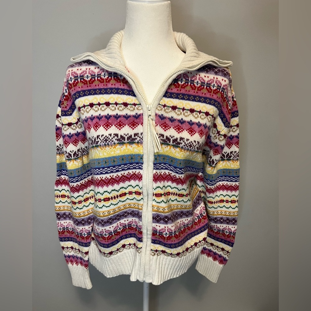 Vintage 2004 Tiara International Zip Up Cardigan Sweater